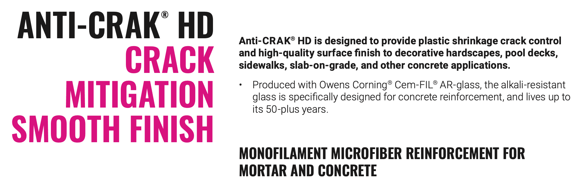 Anti-Crak HD — microfibre pour béton
